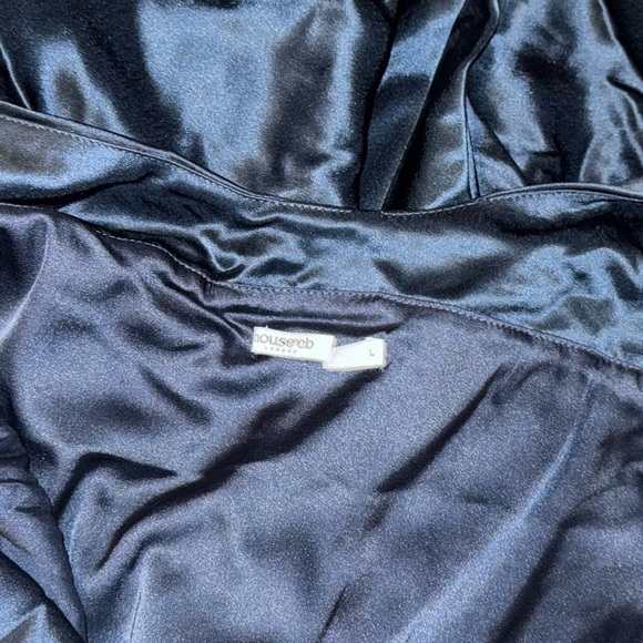 NWOT House of CB Dominique Crossover Strap Plunge Spruce Blue Mini Dress Size L - Picture 4 of 8